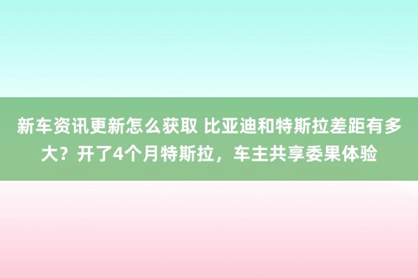 新车资讯更新怎么获取 比亚迪和特斯拉差距有多大？开了4个月特斯拉，车主共享委果体验