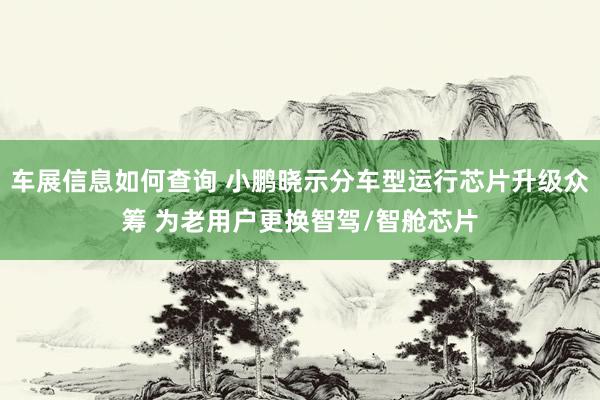 车展信息如何查询 小鹏晓示分车型运行芯片升级众筹 为老用户更换智驾/智舱芯片