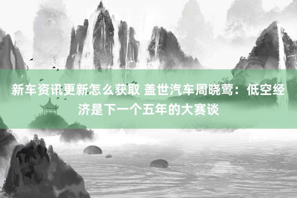 新车资讯更新怎么获取 盖世汽车周晓莺：低空经济是下一个五年的大赛谈