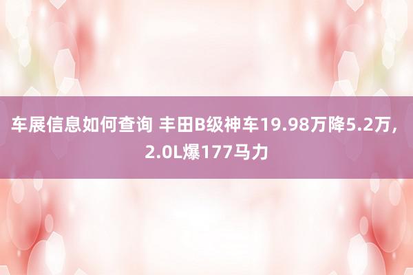 车展信息如何查询 丰田B级神车19.98万降5.2万, 2.0L爆177马力