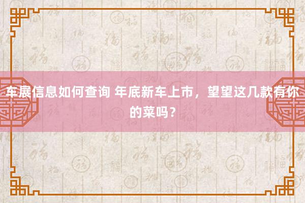 车展信息如何查询 年底新车上市，望望这几款有你的菜吗？