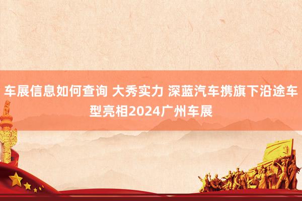 车展信息如何查询 大秀实力 深蓝汽车携旗下沿途车型亮相2024广州车展