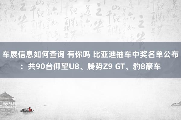 车展信息如何查询 有你吗 比亚迪抽车中奖名单公布：共90台仰望U8、腾势Z9 GT、豹8豪车