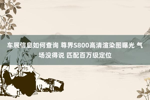 车展信息如何查询 尊界S800高清渲染图曝光 气场没得说 匹配百万级定位