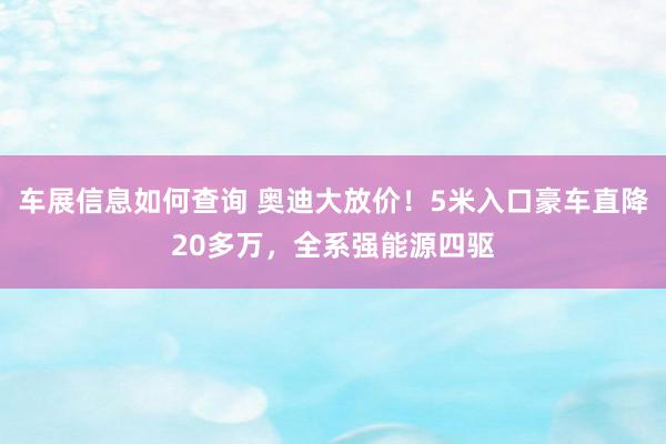 车展信息如何查询 奥迪大放价！5米入口豪车直降20多万，全系强能源四驱