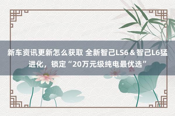 新车资讯更新怎么获取 全新智己LS6＆智己L6猛进化，锁定“20万元级纯电最优选”