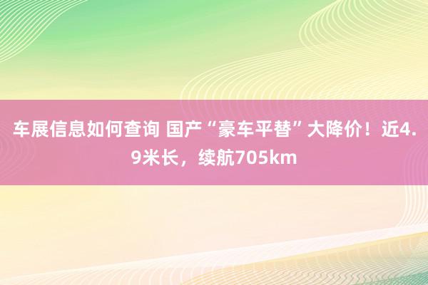 车展信息如何查询 国产“豪车平替”大降价！近4.9米长，续航705km