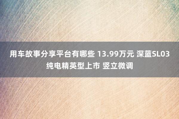 用车故事分享平台有哪些 13.99万元 深蓝SL03纯电精英型上市 竖立微调