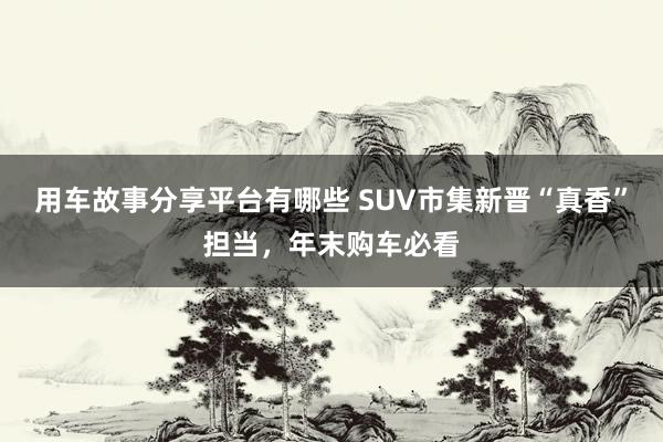 用车故事分享平台有哪些 SUV市集新晋“真香”担当，年末购车必看