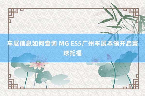 车展信息如何查询 MG ES5广州车展本领开启寰球托福