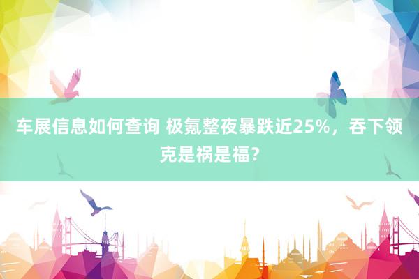 车展信息如何查询 极氪整夜暴跌近25%，吞下领克是祸是福？