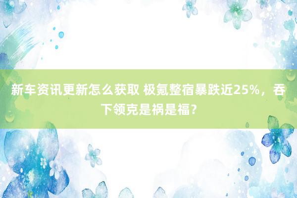 新车资讯更新怎么获取 极氪整宿暴跌近25%，吞下领克是祸是福？