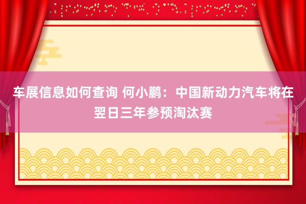 车展信息如何查询 何小鹏：中国新动力汽车将在翌日三年参预淘汰赛