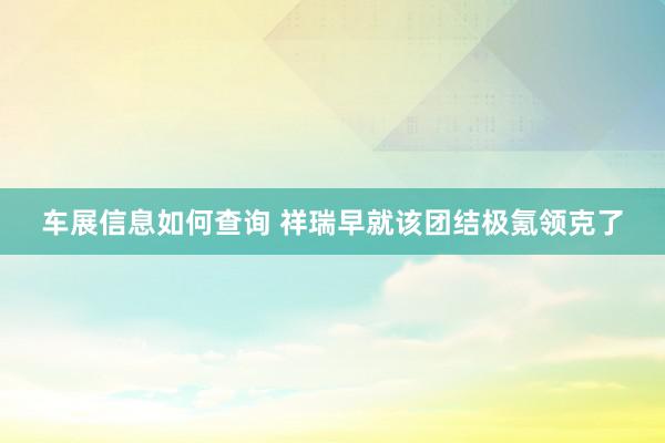 车展信息如何查询 祥瑞早就该团结极氪领克了