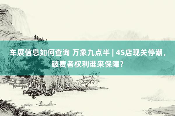 车展信息如何查询 万象九点半 | 4S店现关停潮，破费者权利谁来保障？