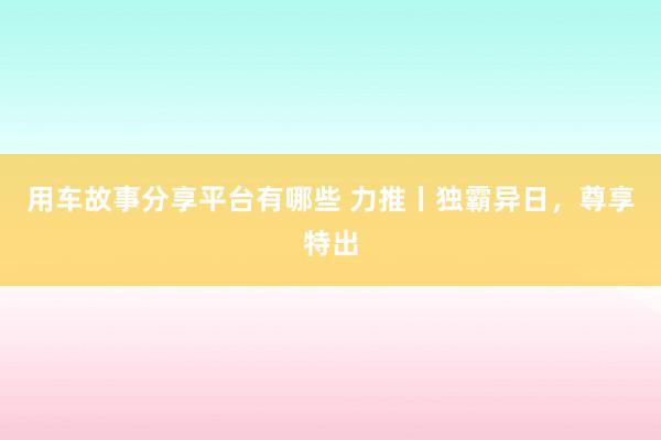 用车故事分享平台有哪些 力推丨独霸异日，尊享特出