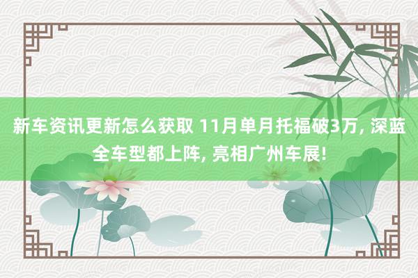 新车资讯更新怎么获取 11月单月托福破3万, 深蓝全车型都上阵, 亮相广州车展!