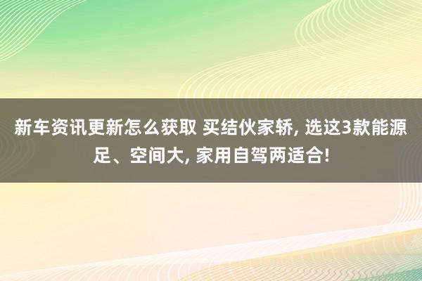 新车资讯更新怎么获取 买结伙家轿, 选这3款能源足、空间大, 家用自驾两适合!