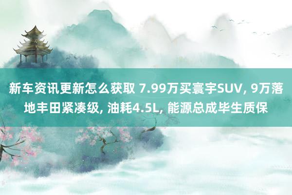 新车资讯更新怎么获取 7.99万买寰宇SUV, 9万落地丰田紧凑级, 油耗4.5L, 能源总成毕生质保