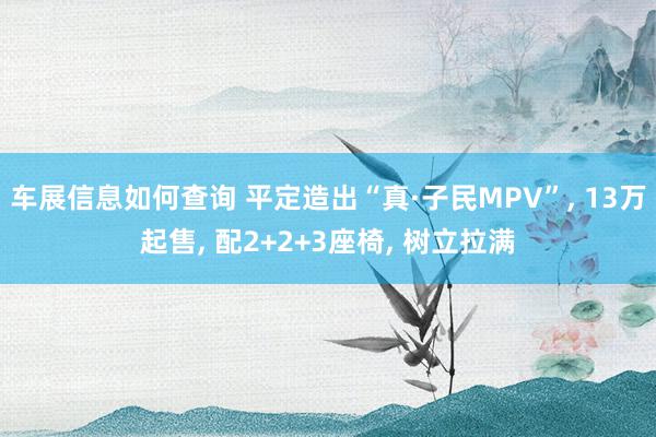 车展信息如何查询 平定造出“真·子民MPV”, 13万起售, 配2+2+3座椅, 树立拉满