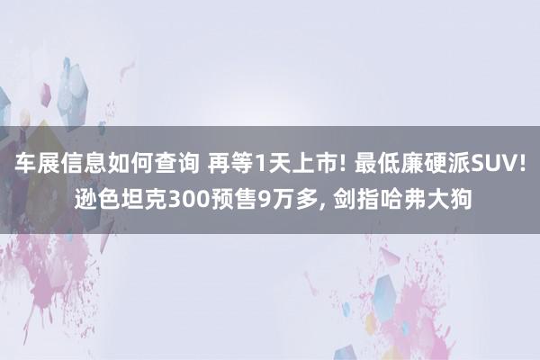 车展信息如何查询 再等1天上市! 最低廉硬派SUV! 逊色坦克300预售9万多, 剑指哈弗大狗