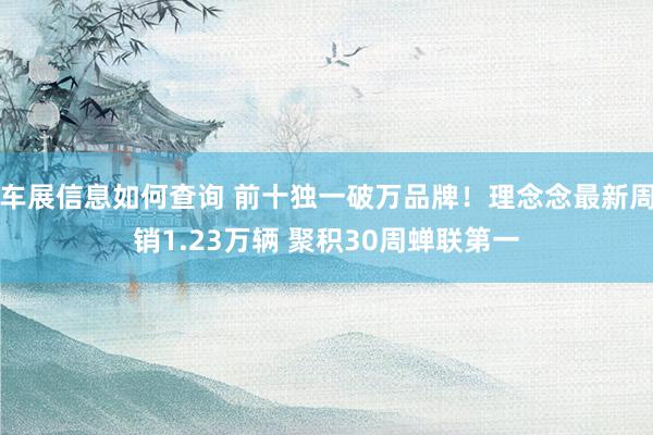 车展信息如何查询 前十独一破万品牌！理念念最新周销1.23万辆 聚积30周蝉联第一