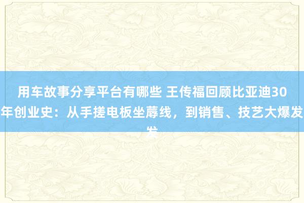 用车故事分享平台有哪些 王传福回顾比亚迪30年创业史：从手搓电板坐蓐线，到销售、技艺大爆发