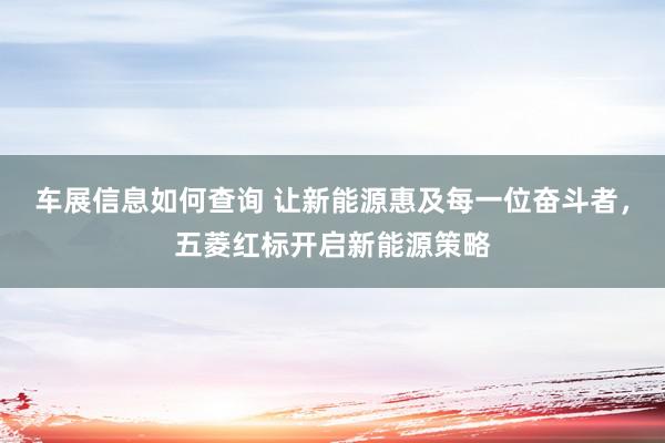 车展信息如何查询 让新能源惠及每一位奋斗者，五菱红标开启新能源策略