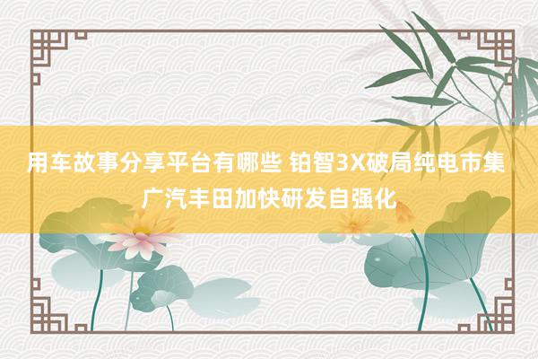 用车故事分享平台有哪些 铂智3X破局纯电市集 广汽丰田加快研发自强化