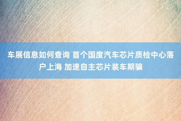 车展信息如何查询 首个国度汽车芯片质检中心落户上海 加速自主芯片装车期骗