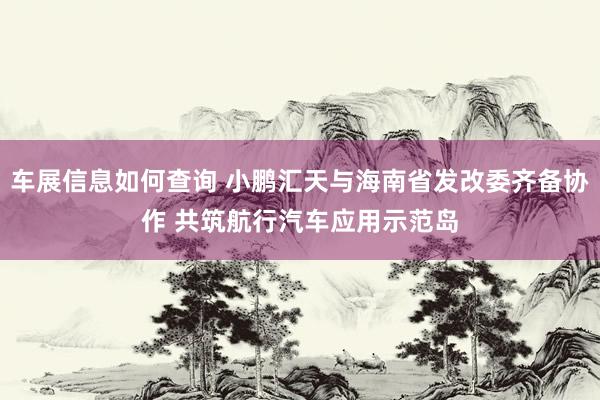 车展信息如何查询 小鹏汇天与海南省发改委齐备协作 共筑航行汽车应用示范岛