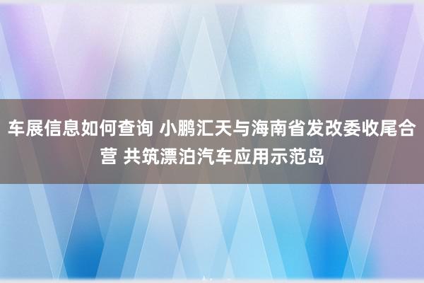 车展信息如何查询 小鹏汇天与海南省发改委收尾合营 共筑漂泊汽车应用示范岛