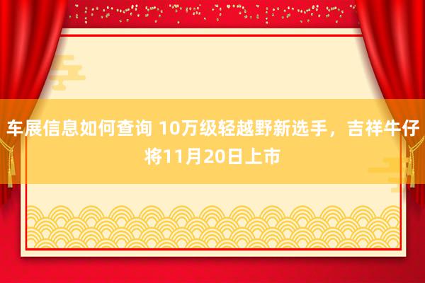 车展信息如何查询 10万级轻越野新选手，吉祥牛仔将11月20日上市