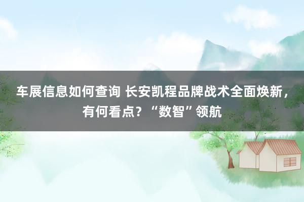 车展信息如何查询 长安凯程品牌战术全面焕新，有何看点？“数智”领航