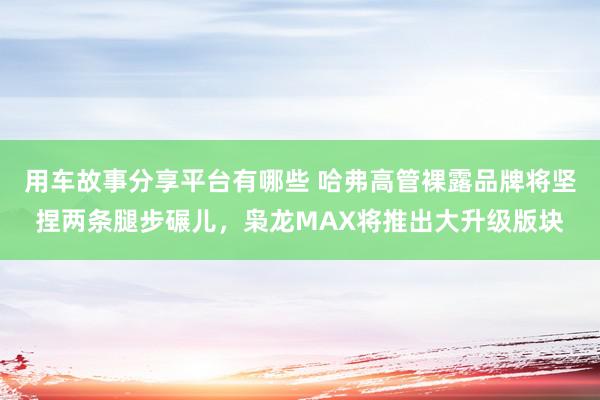 用车故事分享平台有哪些 哈弗高管裸露品牌将坚捏两条腿步碾儿，枭龙MAX将推出大升级版块